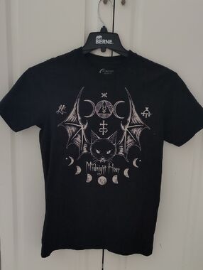Midnight Hour Cat Bat Moon Phase Soft Tee